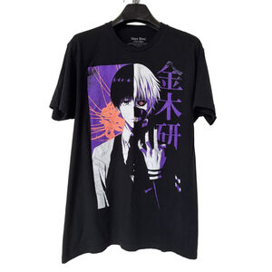 Tokyo Ghoul Ken Kaneki Black/Purple Graphic Short Sleeve Shirt Sz L